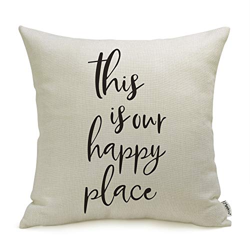 Book Cover Meekio Farmhouse Pillow Covers with This is Our Happy Place Quotes 18