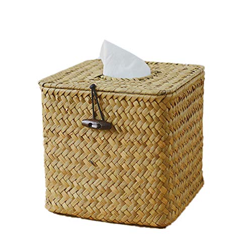 Morava Square Seagrass Facial Tissue Box Decorative Woven Paper Holder Napkin Dispenser (1)