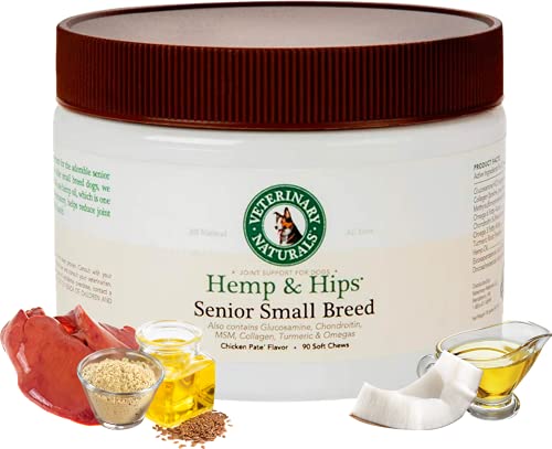 Veterinary Naturals - Hemp & Hips - Senior Small Breed - Joint Supplement - 90 Soft Chews - Support Optimum Health, Relieve Hip & Joint Pain, Help Improve Mobility Issues