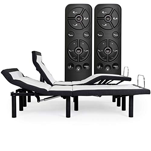 Blissful Nights e5 Adjustable Bed Frame with Head Tilt, Massage, Anti-Snore, Zero Gravity, USB Charging, Nightlight, Bluetooth, Wireless Remote Head and Foot Incline (Split King)