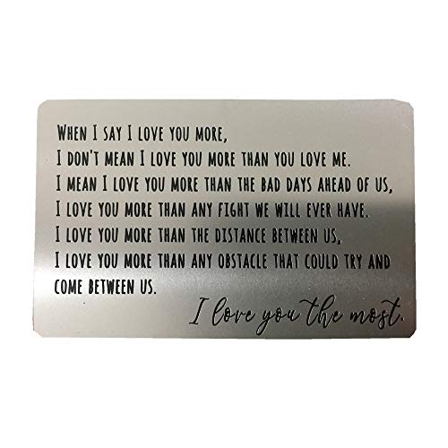 Engraved Wallet Insert Anniversary Gifts for Men Metal Wallet Card Insert Mini Love Note Anniversary Card from Wife Anniversary Cards for Husband Boyfriend Deployment Gift