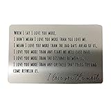 When I Say I Love You More Engraved Wallet Insert, Anniversary Cards Gift for Men Husband Boyfriend Gifts for Him Her, Mini Love Note, Sentimental Long Distance Presents, Deployment Gift