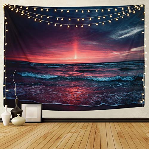 Martine Mall Tapestry Wall Tapestry Wall Hanging TapestriesÂ HawaiianÂ Wave Wall Tapestries, Splendid Sea with Sun Wall Blanket Wall Art for Home Living Room Dorm Decor, 59.1" x 51.2"