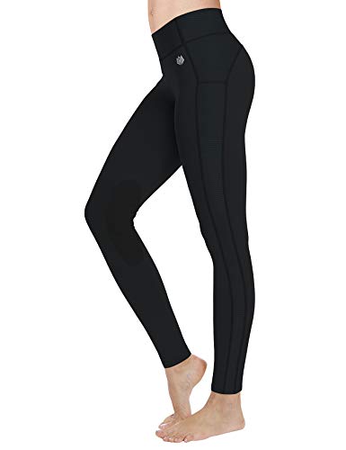 FitsT4 Women's Riding Tights Knee Patch Ventilated Active Schooling Tights Black S