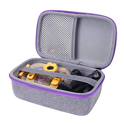 Aenllosi Hard Carrying Case for VTech Kidizoom Action Cam (Grey,Purple Zipper)