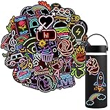 QTL Neon Stickers for Teens & Students Prizes, Waterproof Vinyl Party Favor Stickers, School Rewards, Water Bottle and Laptop, 50PCS