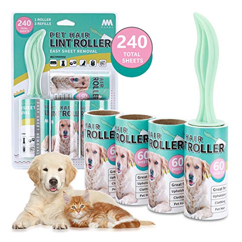 Mumba Lint Roller 1 Handle with 3 Refill, Superior Handle with Replacement Rolls, Lint Remover for Clothes, Furniture, Pet Hair