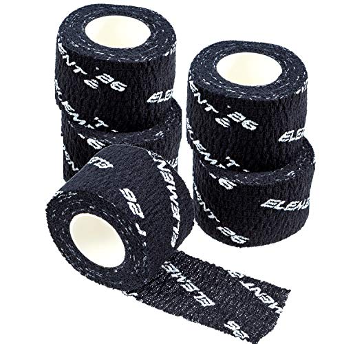 Element 26 Athletic Weight Lifting Tape - Premium Thumb and Finger Tape - Black Hook Grip Tape - Sticky and Stretchy Tape with Sweat Resistant Adhesive (1 Rolls - 1.5" Width, Black)