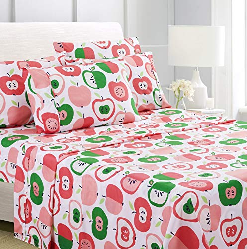 American Home Collection Deluxe 6 Piece Printed Sheet Set of Brushed Fabric, Deep Pocket Wrinkle Resistant - Hypoallergenic (Queen, Red Polka Dot)