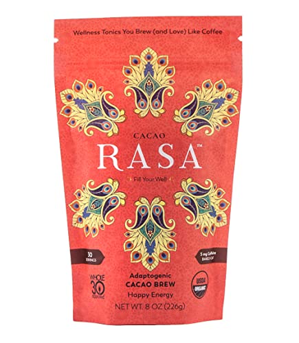 RASA Cacao – Adaptogenic Mushroom Coffee Alternative | Vegan, Keto, Whole 30, Ayurveda Wellness Tonic with Chaga + Reishi (8 oz. / 30 Servings)