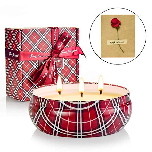 Y YUEGANG Scented Candles Gift Sets, Natural Soy Wax 400g(14 Oz) Unit Portable Travel Tin Perfect for Women Aromatherapy Anniversary - Rose Perfume - 1 Pack