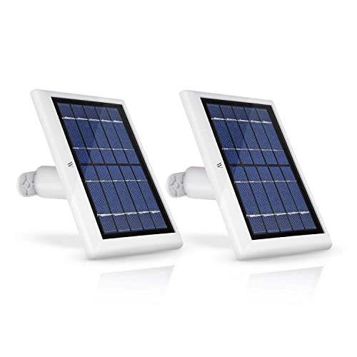 Book Cover Wasserstein Solar Panel Compatible with Ring Spotlight Cam Battery, Ring Stick Up Cam Battery & Reolink Argus Pro - Power Your Ring Surveillance Camera continuously with 2W 5V Charging (2 Pack, White)
