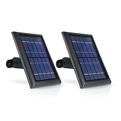 Book Cover Wasserstein Solar Panel Compatible with Ring Spotlight Cam Battery, Ring Stick Up Cam Battery & Reolink Argus Pro - Power Your Ring Surveillance Camera continuously with 2W 5V Charging (2 Pack, Black)