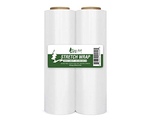 Stretch Wrap - 18" X 1000 Sq Ft X 80 Gauge (20 Microns) Industrial Strength Thick & Most Durable, Self-Adhesive Film - Cling/Shrink/Pallet Wrap Best for Packing and Moving (2)