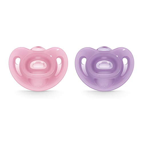 Book Cover NUK Sensitive Orthodontic Pacifiers, Girl, 0-6 Months, 2-Pack