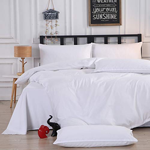 Edilly 3 Piece Duvet Cover Set Queen Size,100% Premium Washed Cotton Duvet Cover White,Ultra Soft and Easy Care,Simple Style Bedding Set