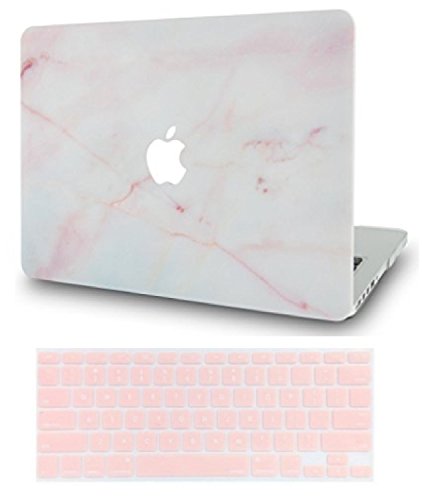Book Cover LuvCase 2 in 1 Rubberized Plastic Hard Shell Case with Keyboard Cover Compatible MacBook Air 13 Inch 2019/2018 New Version A1932 with Retina Display (Touch ID) (Pink Marble)