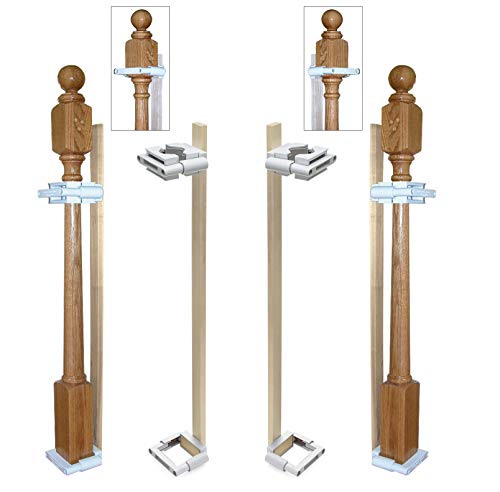 Safety Innovations No Hole Stairway Baby Gate Mounting Kit - Fits Posts from 2 3/4 inches to 3 5/8 inches Wide with Square or Round Tops - No Adhesives On Or Screws in Your Posts, (2-Pack)