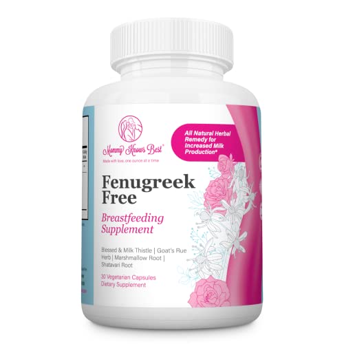 Book Cover Fenugreek Free Lactation Supplement - Breastfeeding Supplements for Nursing Mothers Milk Supply Increase w/ Blessed Thistle, Milk Thistle, Goat's Rue, Marshmallow Root, Shatavari Root - 30 Vege. Caps.