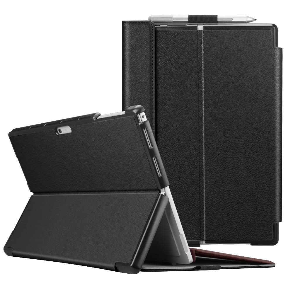 Book Cover Fintie Protective Case for Surface Pro 6 - Multiple Angle Hard Shell Business Cover, Compatible with Type Cover Keyboard for Microsoft Surface Pro 6 / Surface Pro 5 / Surface Pro 4 (Black)