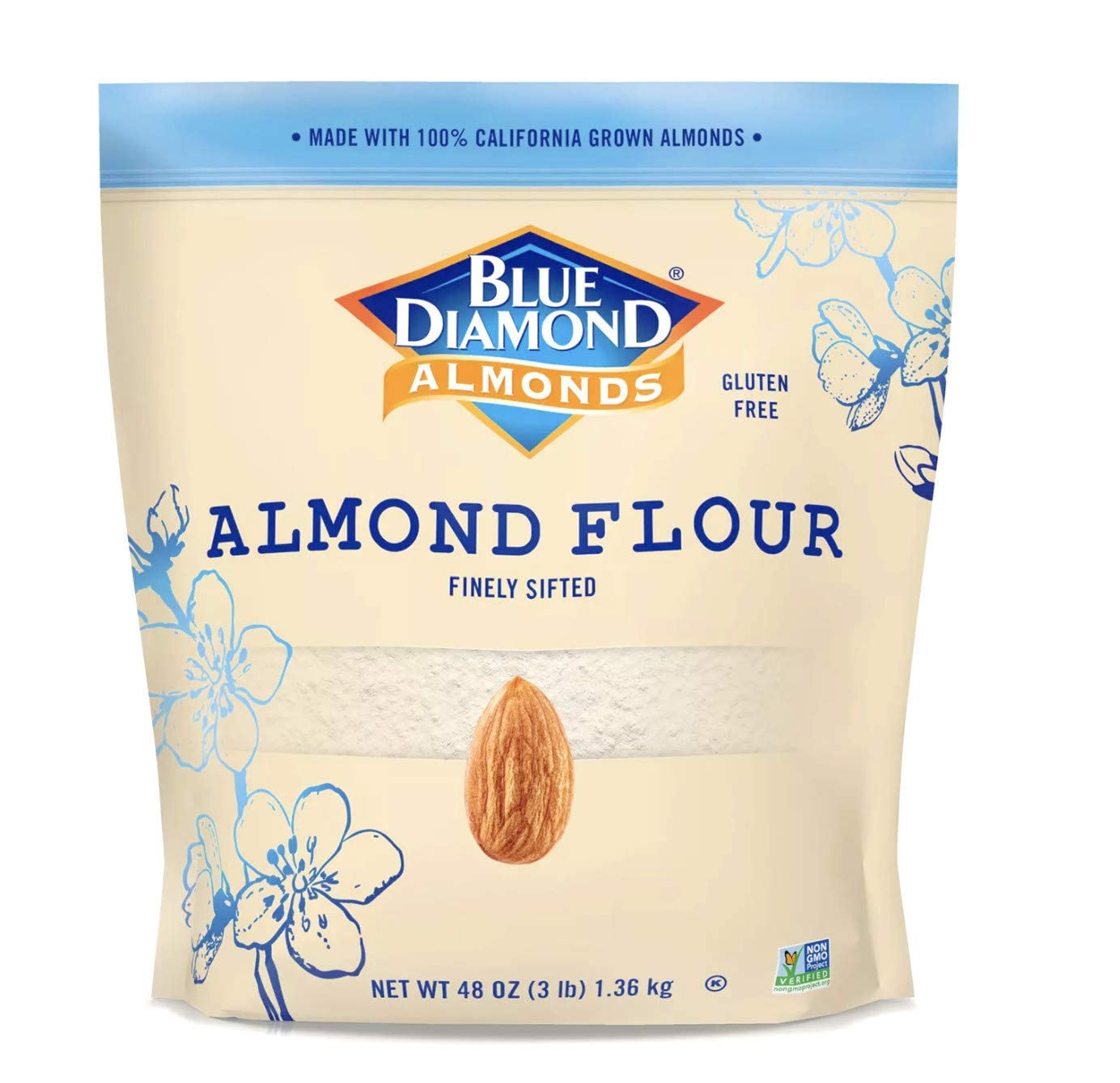 Book Cover Blue Diamond Almonds Blue Diamond Almond Flour, Gluten Free, Blanched, Finely Sifted, 48 oz 3 Pound (Pack of 1)