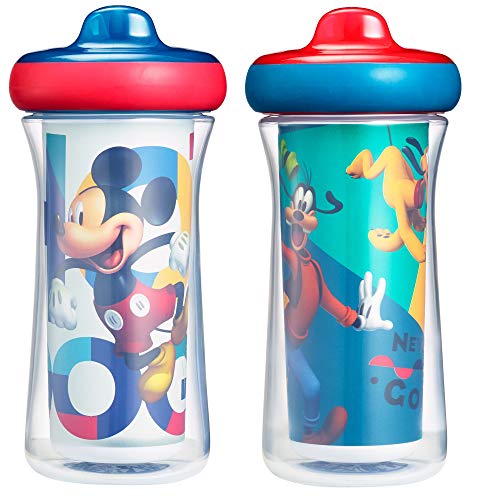 The First Years Disney Mickey Mouse Insulated Hard Spout Pack of Sippy Cups for Toddlers, 9 Ounce (Pack of 2)