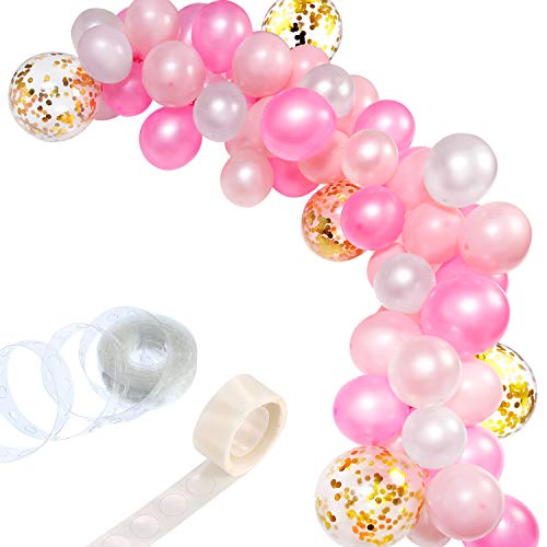 Book Cover Tatuo 112 Pieces Balloon Garland Kit Balloon Arch Garland for Wedding Birthday Party Decorations (White Pink Gold)