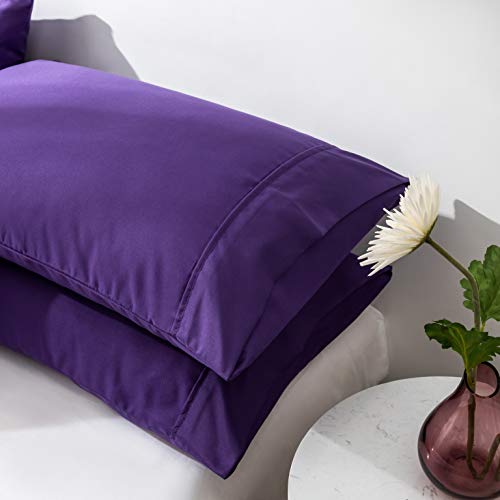 Book Cover AYASW Pillowcases Queen Size Microfiber 2 Piece Set Envelope Closure Purple 20x30 inches
