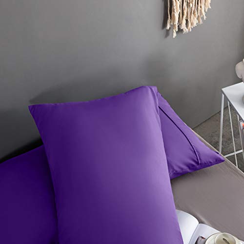 AYASW Pillowcases King Size Microfiber 2 Piece Set Envelope Closure Purple 20x40 inches