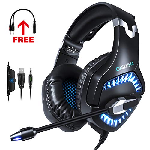 Gaming Headset for PS4, Xbox One, PC, Gaming Headphones with 7.1 Stereo Surround Sound, Updated Noise Cancelling Mic, with Mute & Volume Control for Mac, Laptop, NS