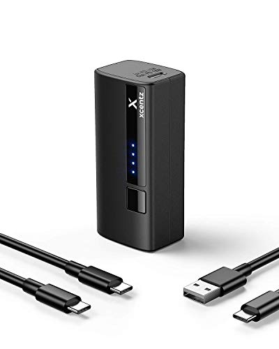 Book Cover Xcentz Portable Charger 5000mAh with PD 18W Power Delivery & Quick Charge 3.0 (2 USB Outputs 2 Charging Cords) USB C Phone Charger LG Cells for iPhone 12/11/11 Pro/8/X/XS, Samsung S10, Pixel 3/3XL