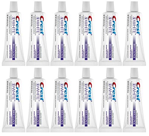 Book Cover Crest 3D White Brilliance Toothpaste, Vibrant Peppermint, Travel Size, 0.85 oz (24g) - Pack of 12