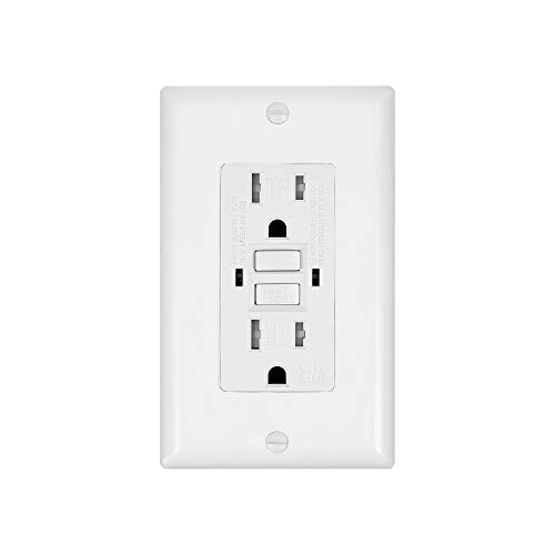 GFCI Duplex Outlet Receptacle, Weather & Tamper Resistant 15-Amp/125-Volt, Self-Test Function with LED Indicator, UL Listed, cUL Listed, Wall Plate and Screws Included
