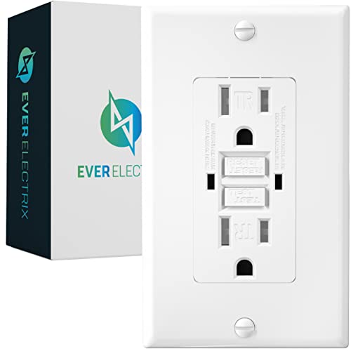 GFCI White Outlet Receptacle, Tamper Resistant GFCI Outlet 15 Amp/125-Volt, Self-Test Function with LED Indicator 15 Amp, Electrical Outlet, GFCI Outlets, UL Listed, Wall Plate and Screws Included