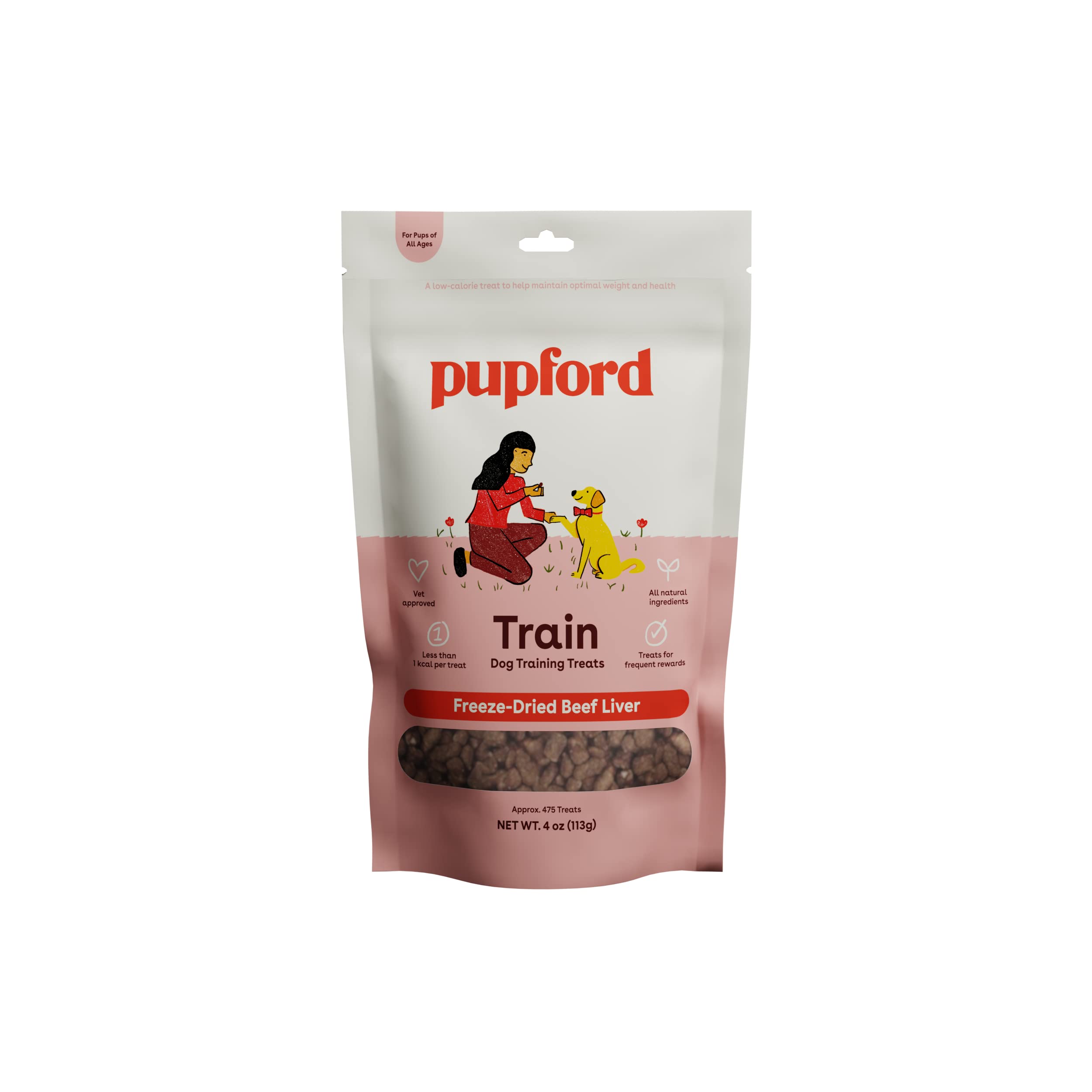Pupford Freeze Dried 475+ Puppy Treats, Low Calorie, Vet Approved, All Natural, Healthy Training Treats for Small to Large Dogs (Beef Liver) Beef 4 Ounce (Pack of 1)