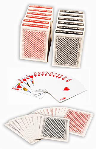 ChipsAndGames Value Pack of 12 Decks of Paper Playing Cards with Plastic Coating, 6 Red and 6 Blue (Poker Size Regular Index)
