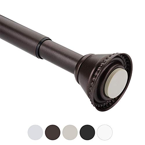 Amazer Spring Tension Curtain Rod - 54-90 Inches Rust-Resistant Curtain Rod for Bathroom, Bronze