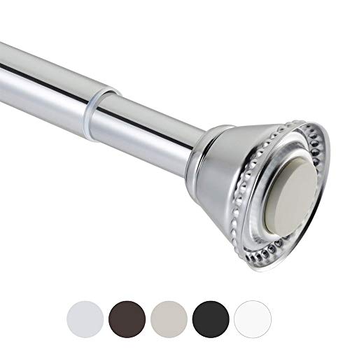 Book Cover Amazer Spring Tension Curtain Rod - 54-90 Inches Rust-Resistant Curtain Rod for Bathroom, Chrome