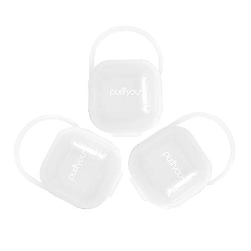 Book Cover purifyou PurePouch BPA-Free Pacifier and Nipple Shield Cases - Set of 3 Clear | Case for Diaper Bag & Stroller | Pacifier Box for Travel | Keeps Babyâ€™s Binkies Clean and Accessible