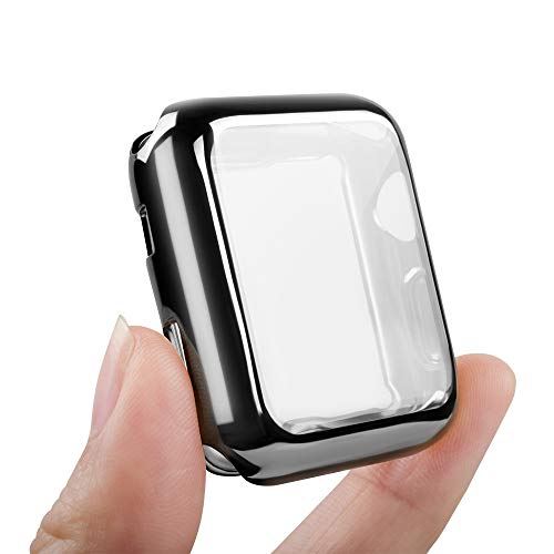 top4cus Environmental Anti-Resistant Soft TPU Lightweight 38mm Iwatch Case All-Around Protective Screen Protector Compatible Apple Watch Series 5 Series 4 Series 3 Series 2 - Black