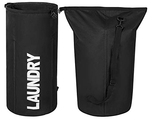 Book Cover ZERO JET LAG 106L Extra Large Laundry Hamper Collapsible Laundry Basket College Essentials Storage Tall Clothes Hamper Bag Waterproof Standing Laundry Bin Heavy Duty Laundry Liners (Black)