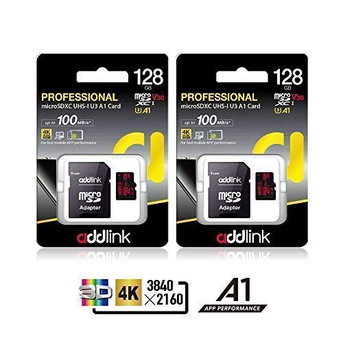 addlink 2 Pack 128GB MicroSDXC U3 V30 A1 Memory Card with Adapter with Read 100MB/s high Speed