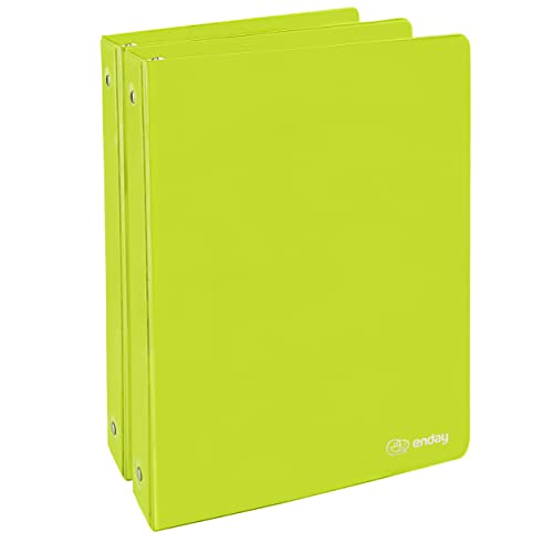 1 Inch 3 Ring Binder 1” Binder Green Clear View Cover with 2 Inside Pockets, Colored School Supplies Office and Home Binders, 2 Pack – by Enday