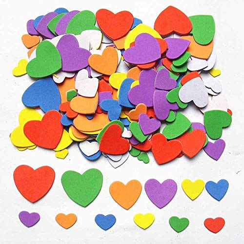 Foam Adhesive Hearts, 540-600pcs Mixed Foam Heart EVA Stickers,Self Adhesive DIY Craft Sticker Embellishment for Kids & Home Decoration (Colorful)