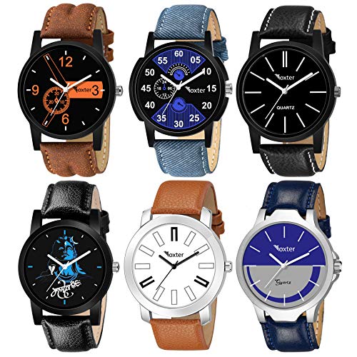 Foxter Pack of 6 Multicolour Analog Analog Watch for Men and Boys