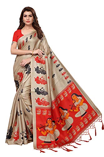ANNI DESIGNER Cotton with Blouse Piece Saree (SHABRI CHIKU_Beige_Free Size)