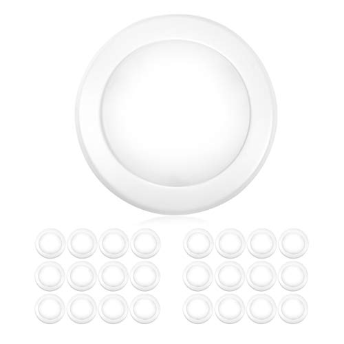 Parmida (24 Pack) 5/6" Dimmable LED Disk Light Flush Mount Recessed Retrofit Ceiling Lights, 15W (120W Replacement), 5000K (Day Light), Energy Star, Installs into Junction Box Or Recessed Can, 1050lm