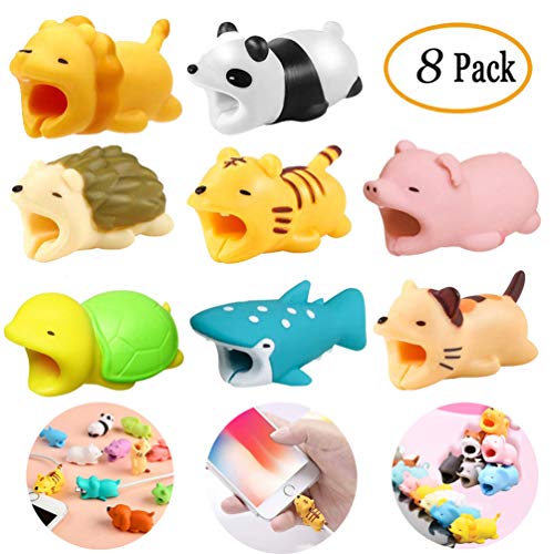 8 Pieces Cable Animal Bites Cute Animal Cable Protector for iPhone Cable Charging Cord Saver, Cute Creature Bites Cables Charger Protector Accessory