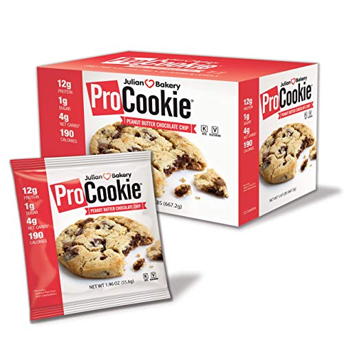 Julian Bakery ProCookie | Peanut Butter Chocolate Chip | 12g Protein | 4g Net Carbs | Gluten-Free | Grain-Free | 12 Cookies