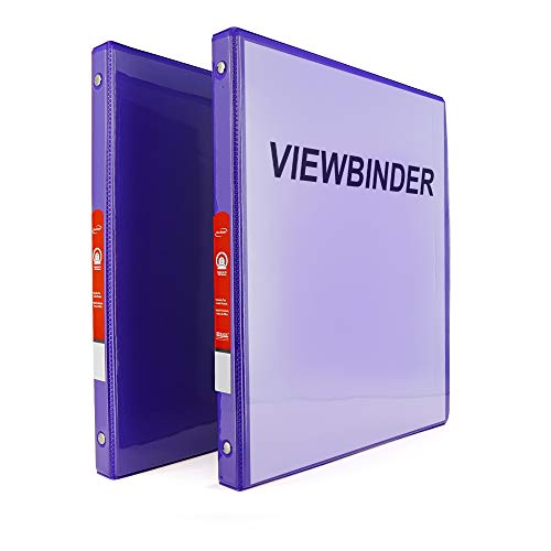 Emraw Super Great 1/2" 3-Ring View Binder with 2-Pockets - Available in Purple - Great for School, Home, & Office (2-Pack)
